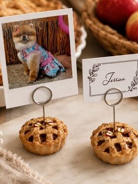 Apple Pie Place Card Holder, Photo Holder (Set of 2) | Blueberry & Cherry Pie